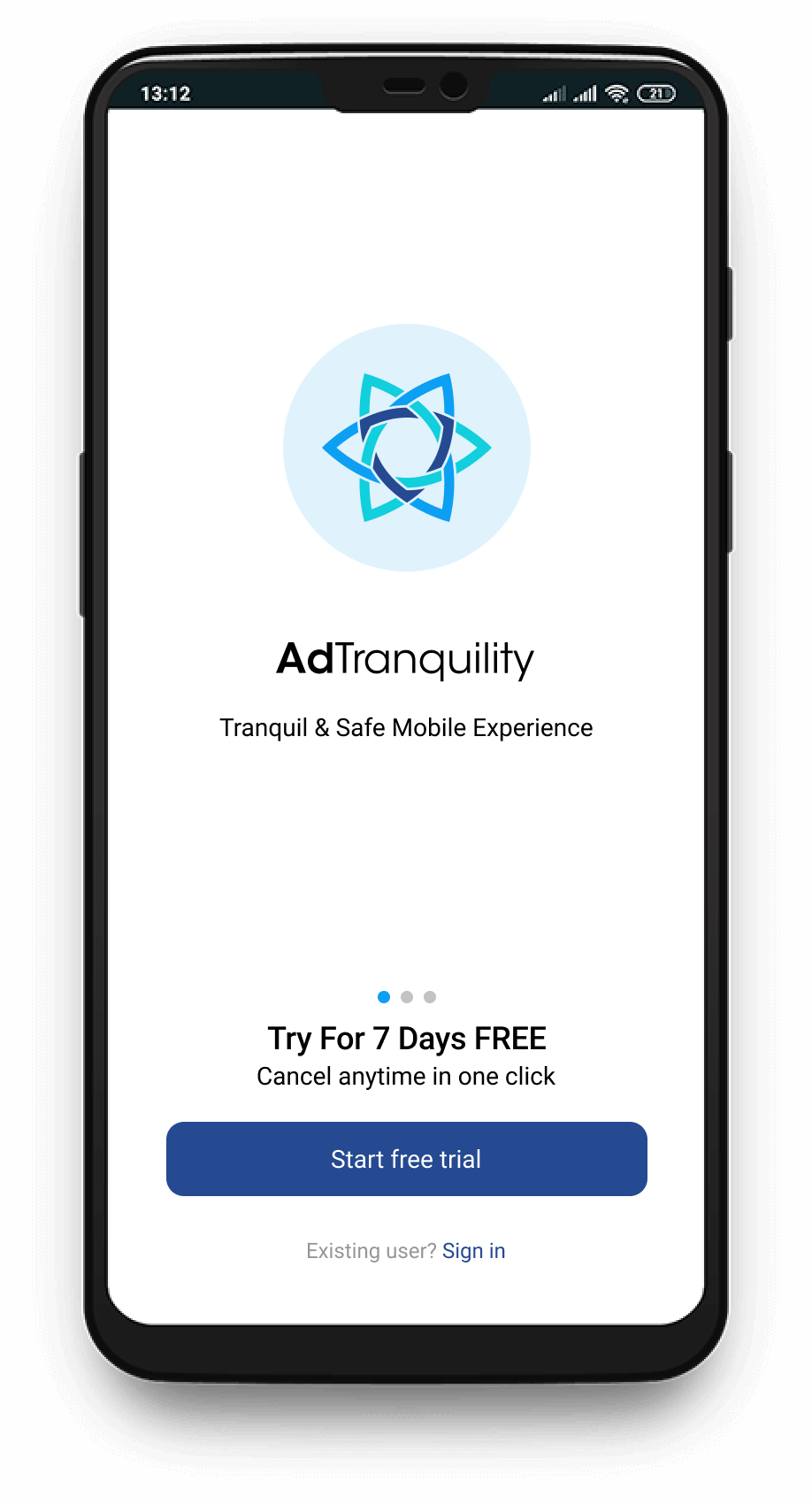 AdTranquility app login screen